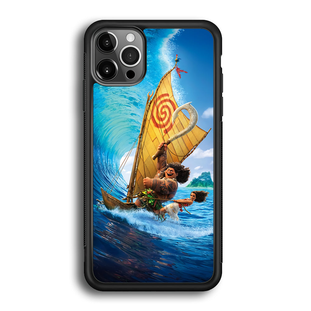 Moana Sailing on The Sea iPhone 12 Pro Max Case-Phone Case-Rubber Black (2D Case)-Altracase