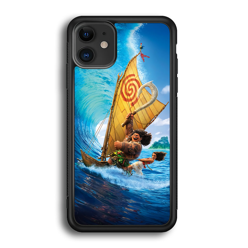 Moana Sailing on The Sea iPhone 12 Case-Phone Case-Rubber Black (2D Case)-Altracase