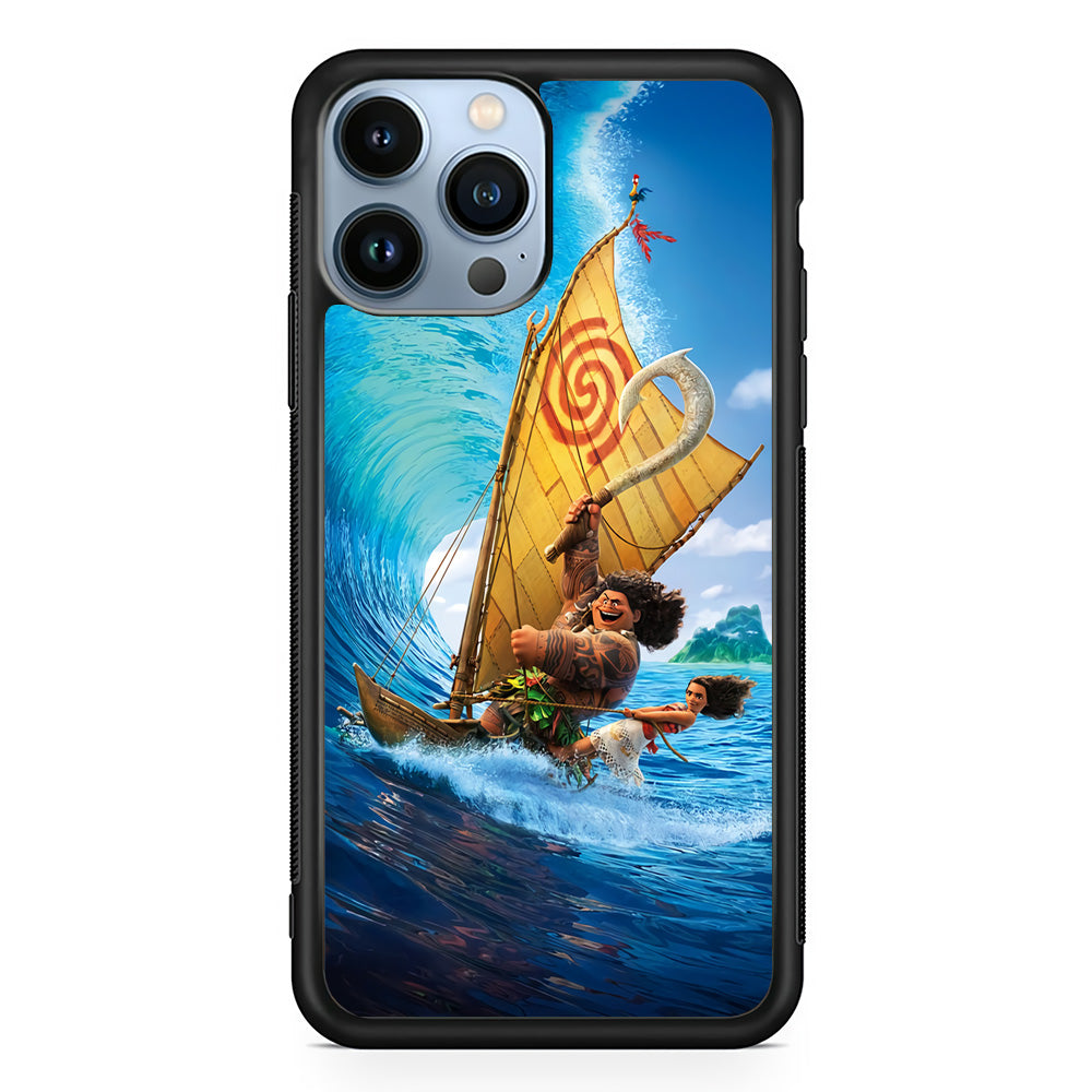 Moana Sailing on The Sea iPhone 15 Pro Case-Phone Case-Rubber Black (2D Case)-Altracase