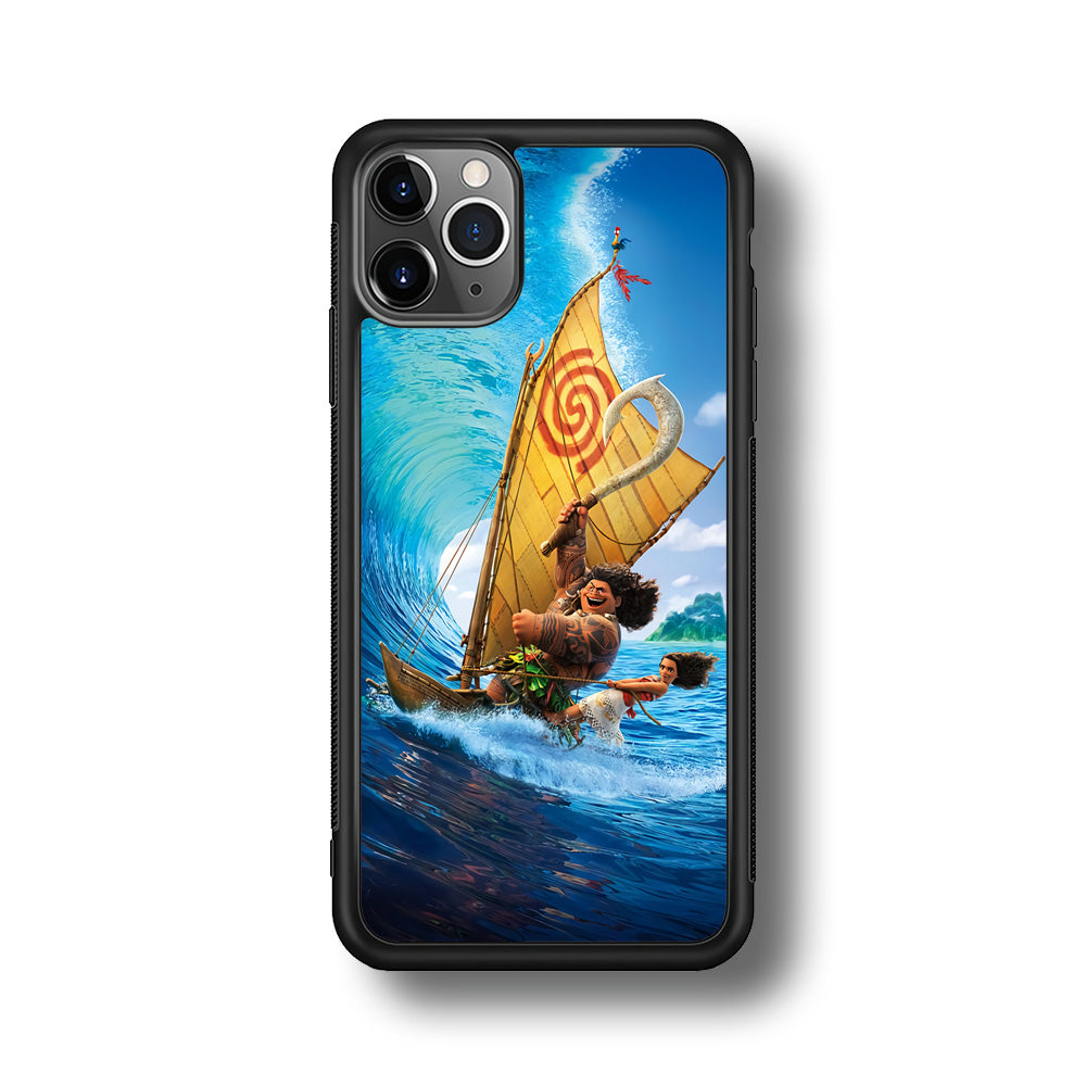 Moana Sailing on The Sea iPhone 11 Pro Max Case-Phone Case-Rubber Black (2D Case)-Altracase