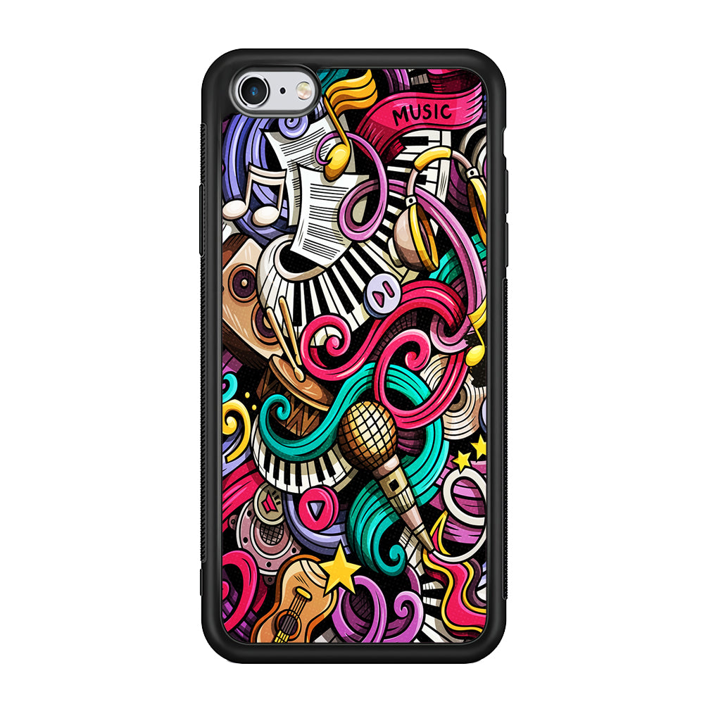 Music Doodle Art iPhone 6 Plus | 6s Plus Case-Phone Case-Rubber Black (2D Case)-Altracase