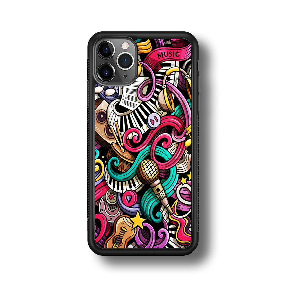 Music Doodle Art iPhone 11 Pro Max Case-Phone Case-Rubber Black (2D Case)-Altracase