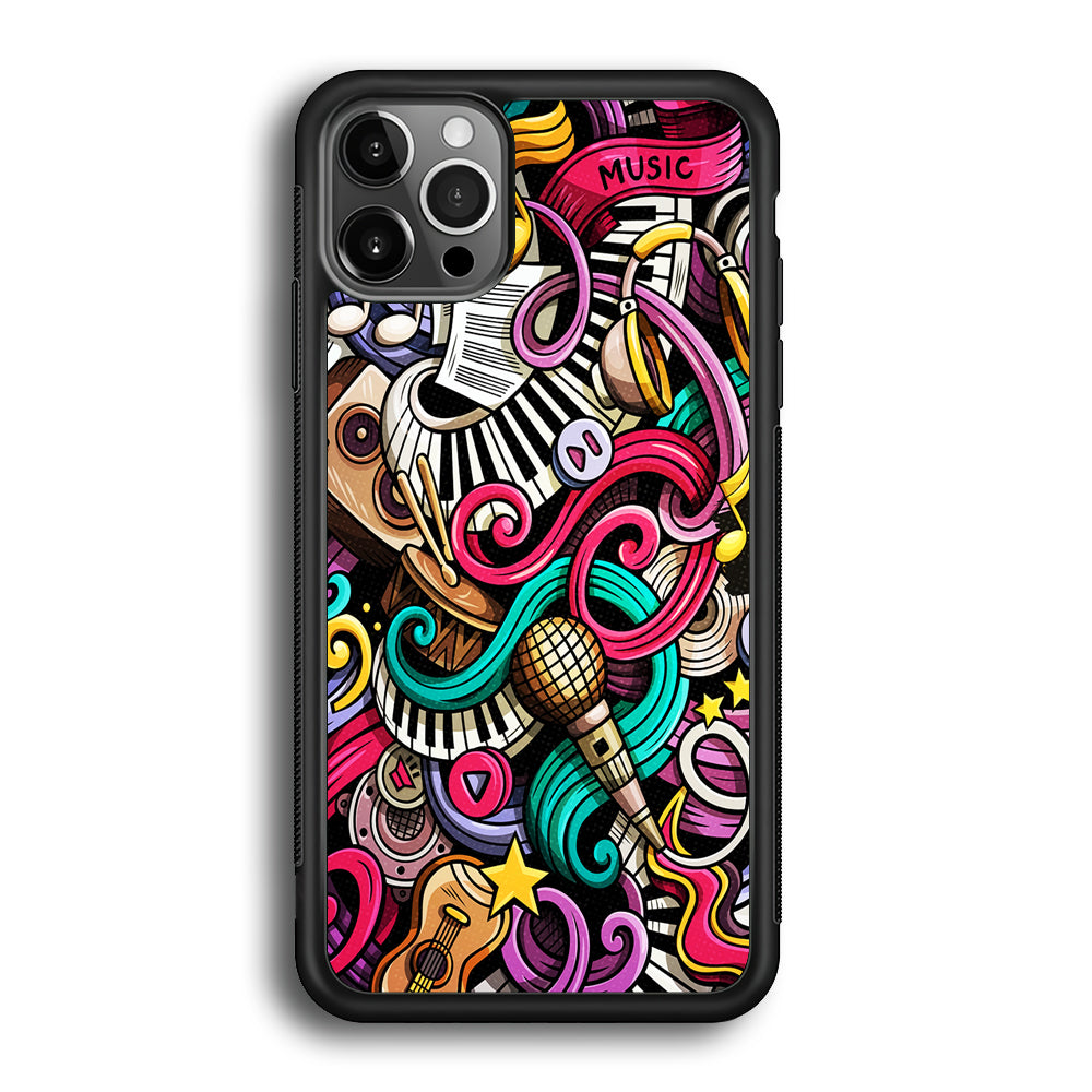 Music Doodle Art iPhone 12 Pro Max Case-Phone Case-Rubber Black (2D Case)-Altracase