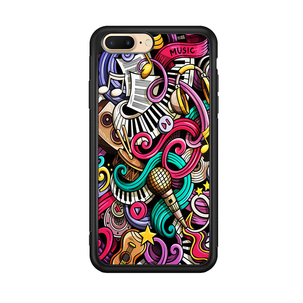 Music Doodle Art iPhone 8 Plus Case-Phone Case-Rubber Black (2D Case)-Altracase