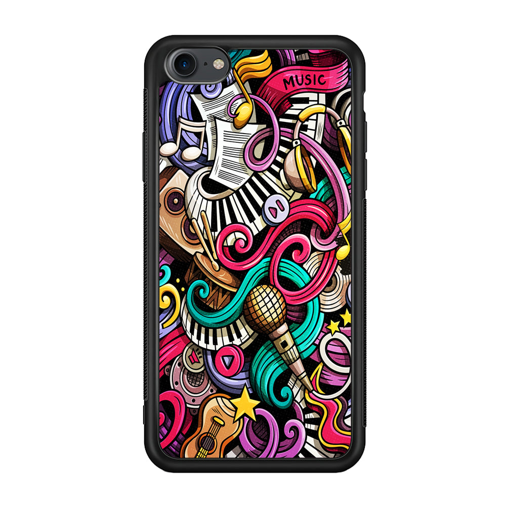 Music Doodle Art iPhone 7 Case-Phone Case-Rubber Black (2D Case)-Altracase