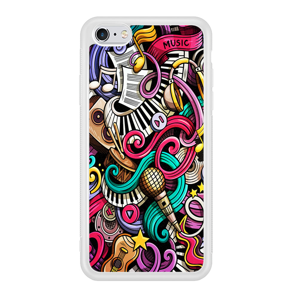 Music Doodle Art iPhone 6 Plus | 6s Plus Case-Phone Case-Rubber White (2D Case)-Altracase