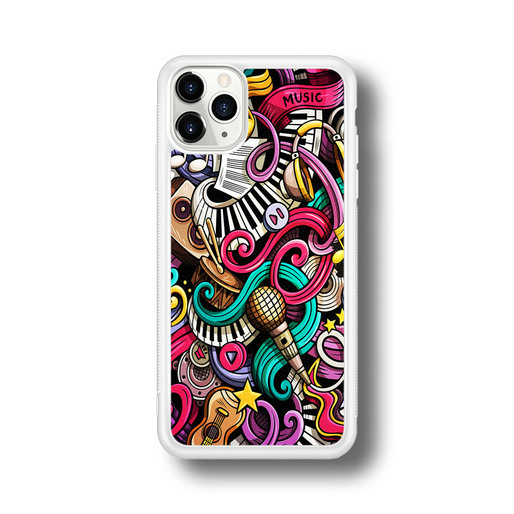 Music Doodle Art iPhone 11 Pro Max Case-Phone Case-Rubber White (2D Case)-Altracase