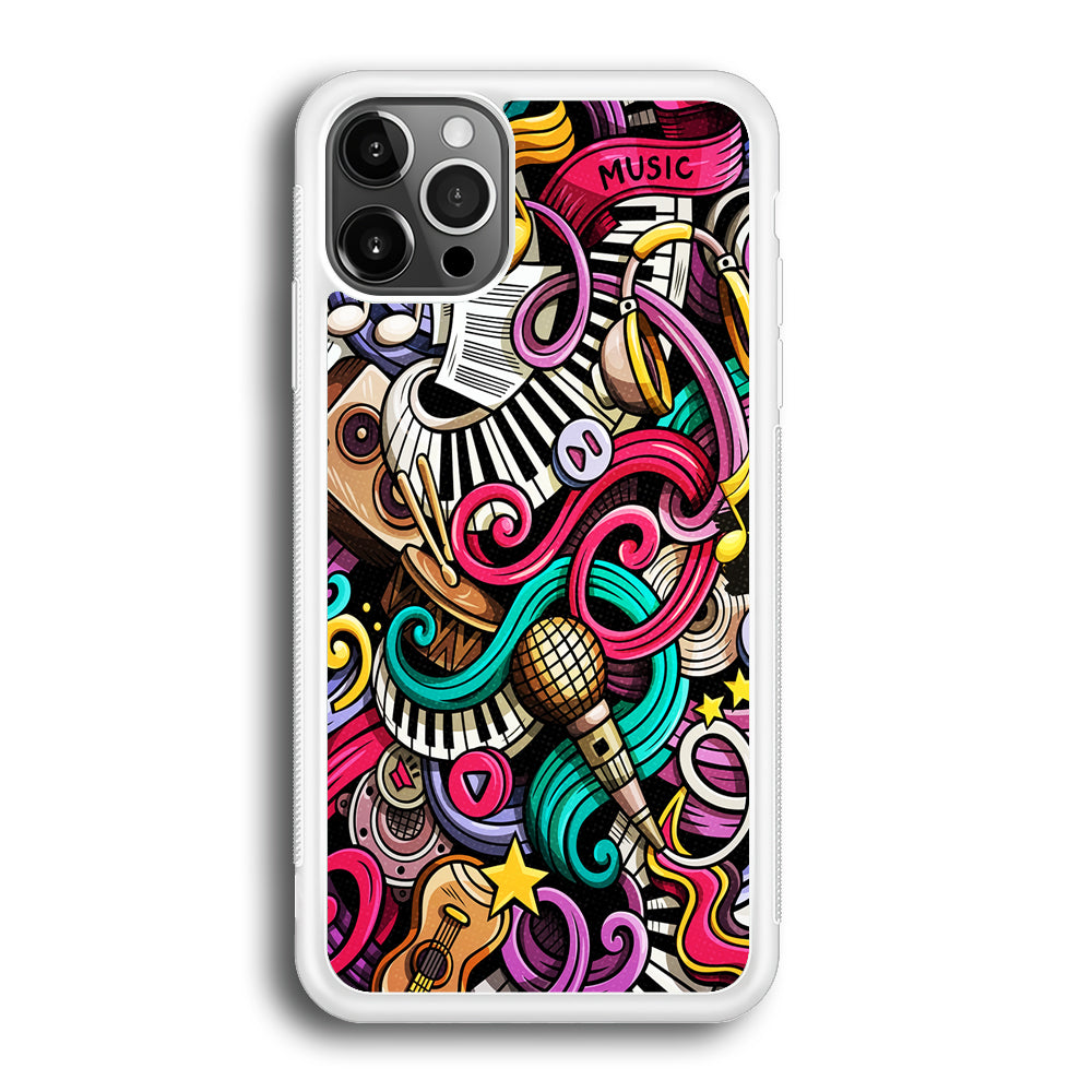 Music Doodle Art iPhone 12 Pro Max Case-Phone Case-Rubber White (2D Case)-Altracase