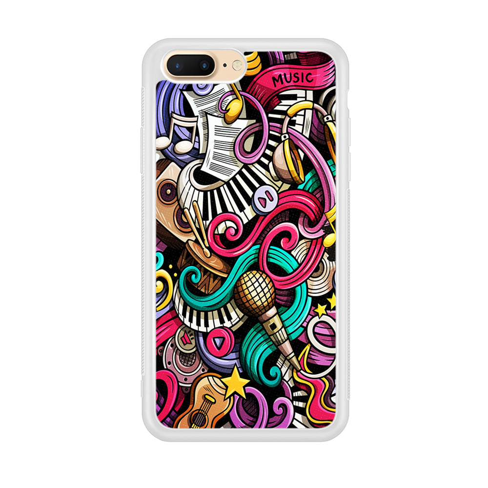 Music Doodle Art iPhone 8 Plus Case-Phone Case-Rubber White (2D Case)-Altracase