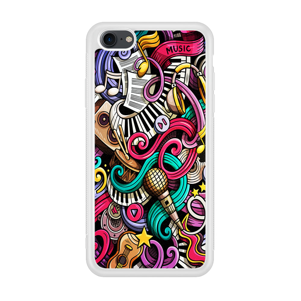 Music Doodle Art iPhone 7 Case-Phone Case-Rubber White (2D Case)-Altracase