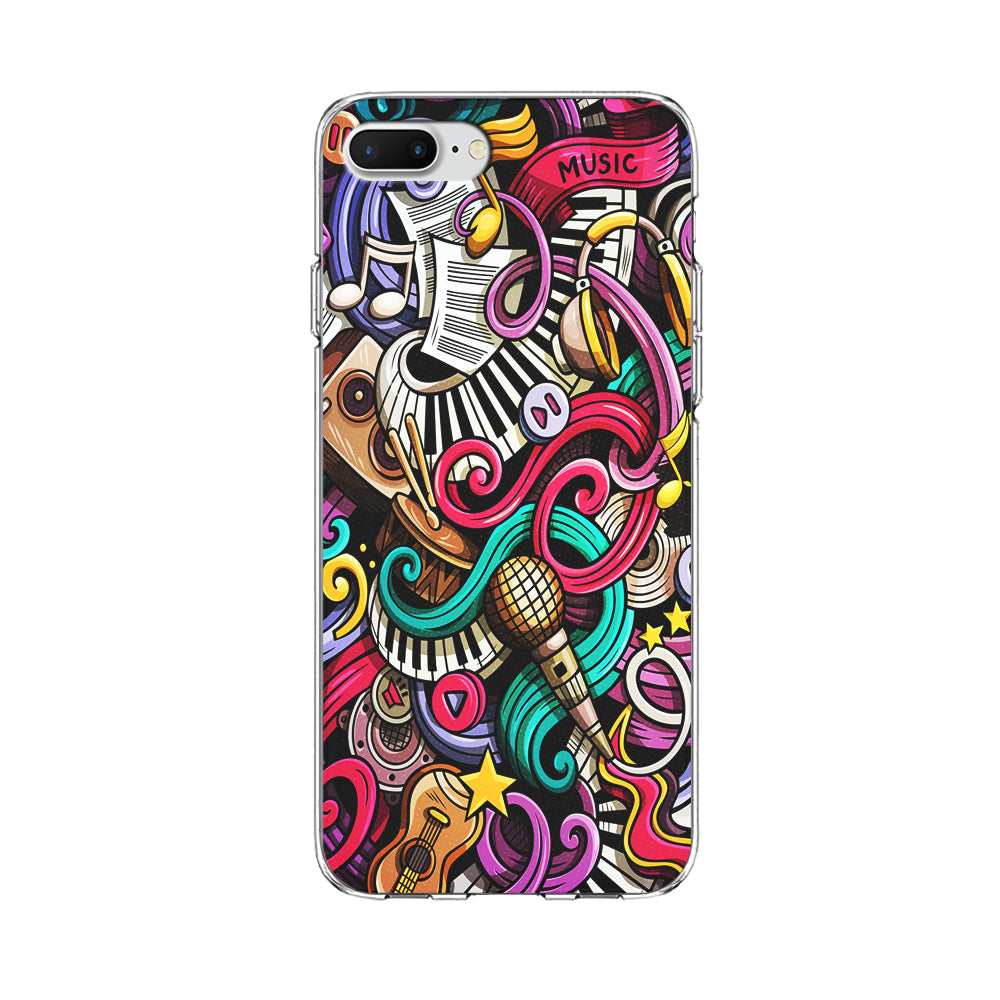 Music Doodle Art iPhone 8 Plus Case-Phone Case-Clear Soft Case-Altracase