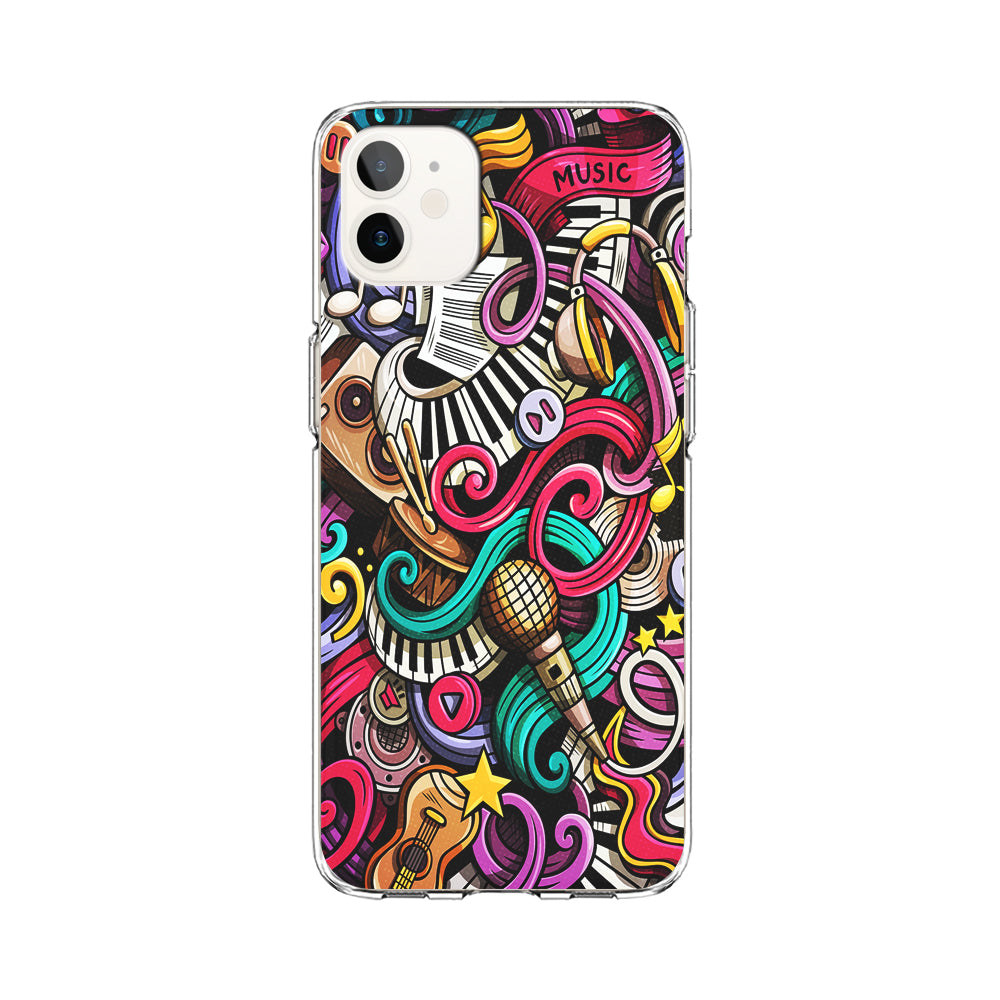 Music Doodle Art iPhone 12 Case-Phone Case-Clear Soft Case-Altracase
