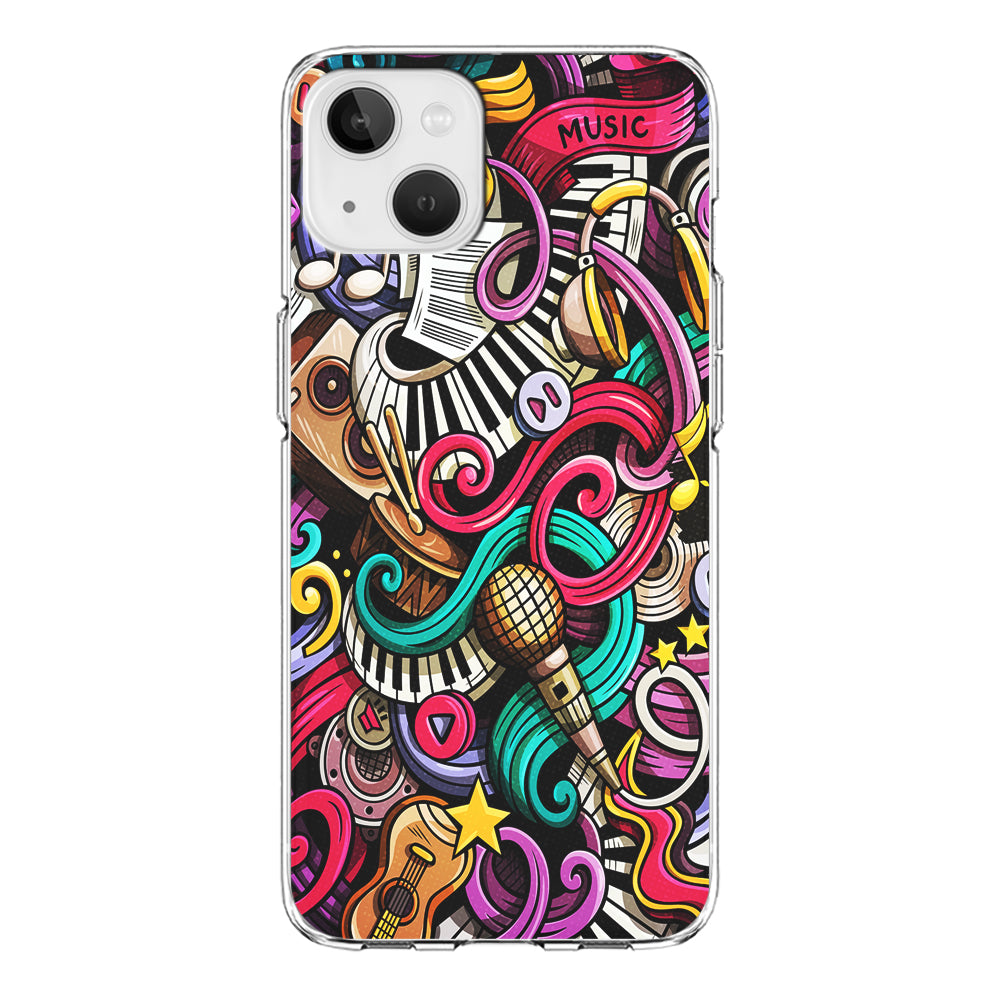 Music Doodle Art iPhone 13 Mini Case-Phone Case-Clear Soft Case-Altracase
