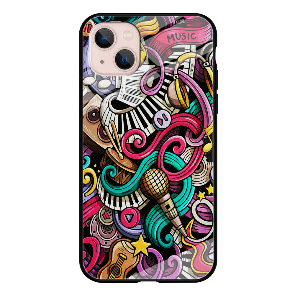 Music Doodle Art iPhone 13 Mini Case-Phone Case-Tempered Glass Case-Altracase