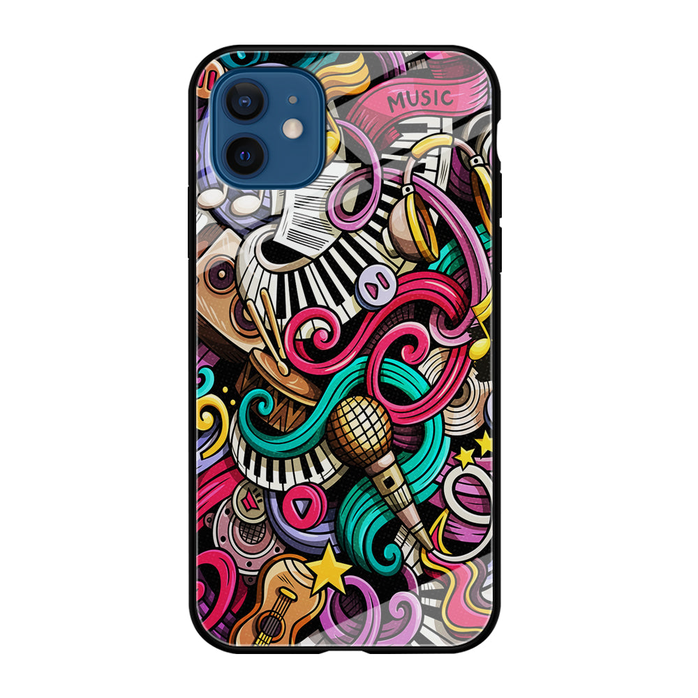 Music Doodle Art iPhone 12 Case-Phone Case-Tempered Glass Case-Altracase