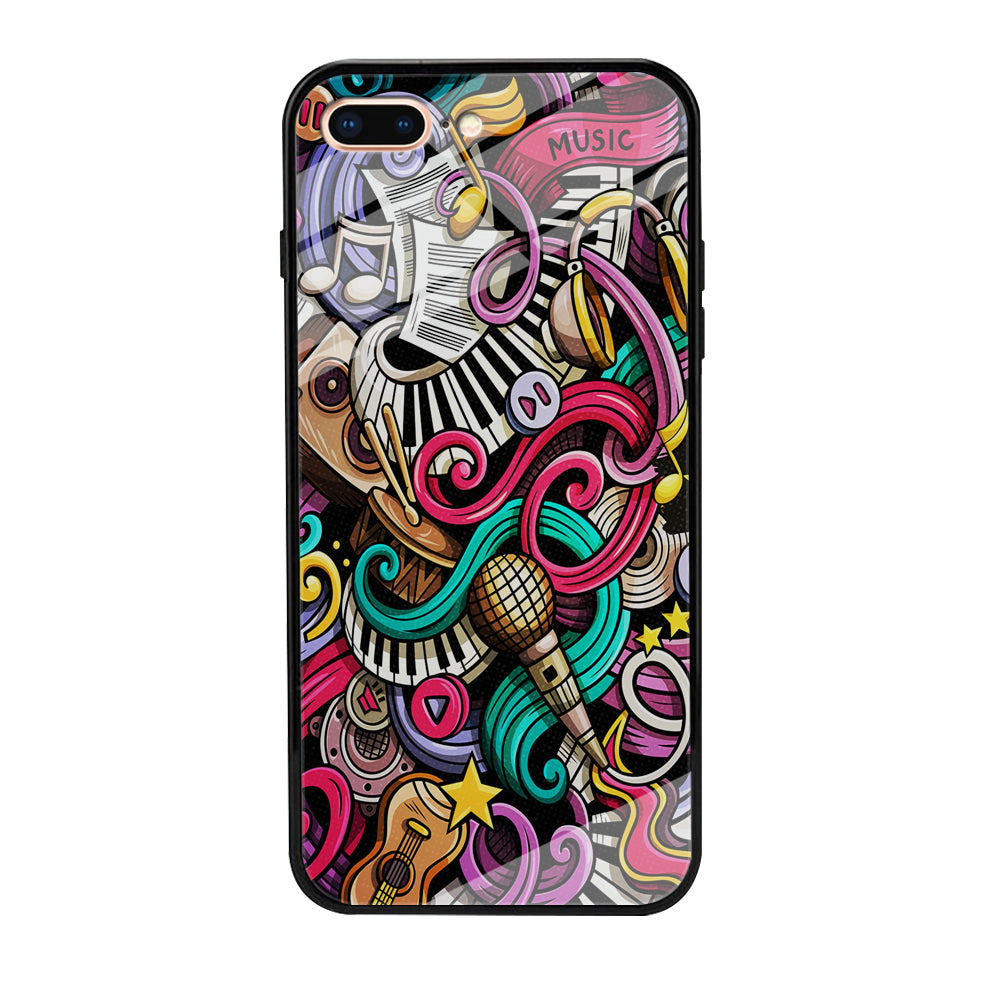 Music Doodle Art iPhone 8 Plus Case-Phone Case-Tempered Glass Case-Altracase