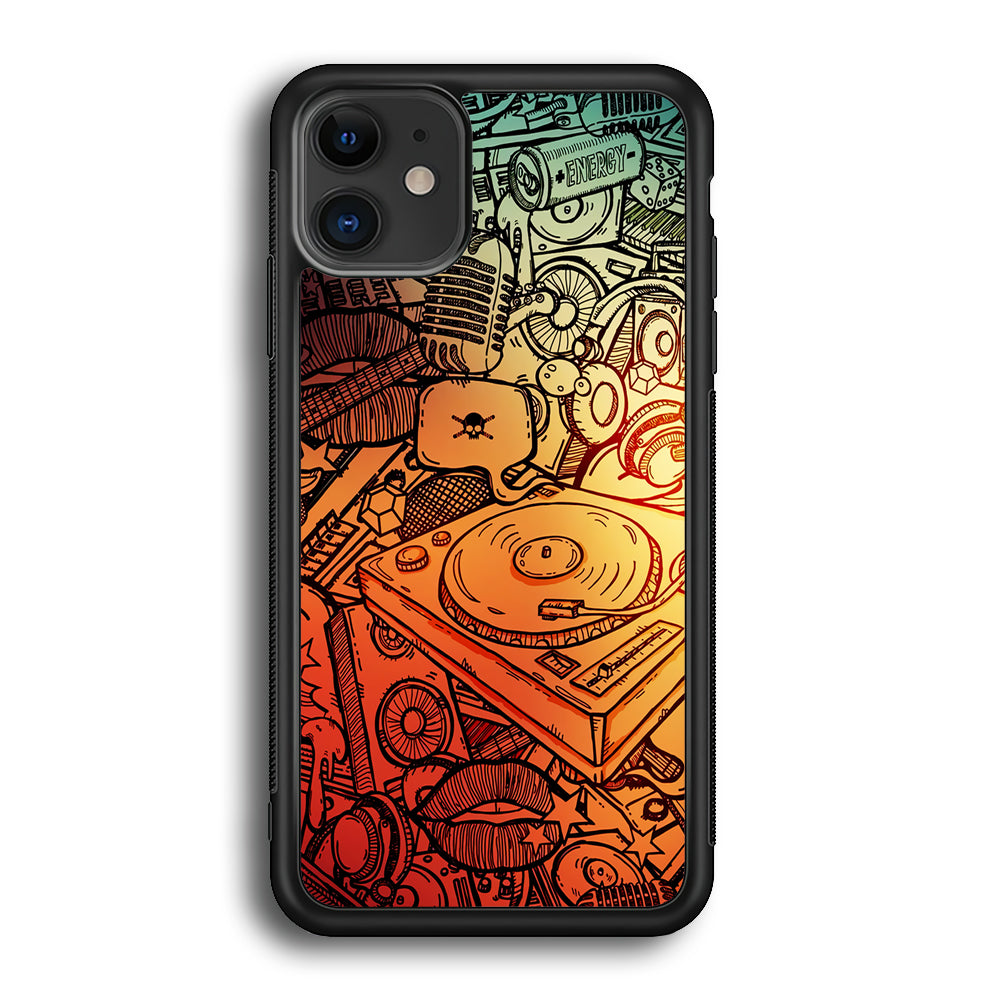 Music Graffiti Art iPhone 12 Case-Phone Case-Rubber Black (2D Case)-Altracase