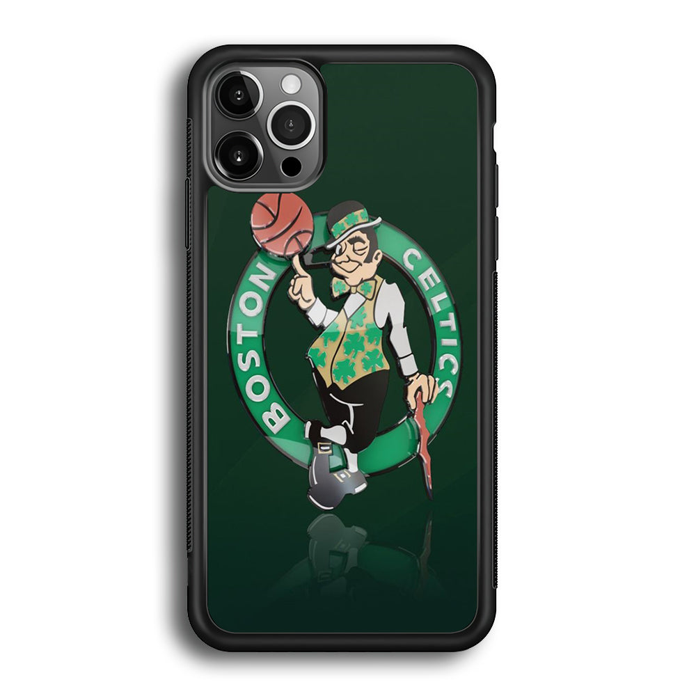 NBA Boston Celtic Basketball 002 iPhone 12 Pro Max Case-Phone Case-Rubber Black (2D Case)-Altracase