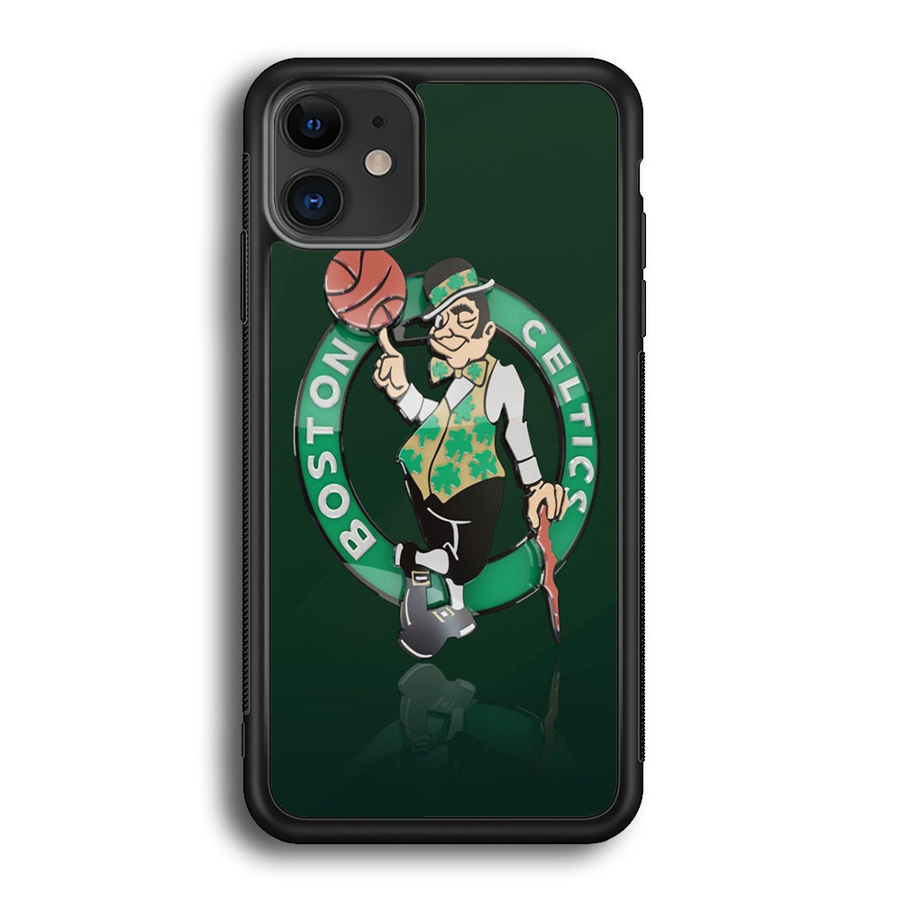 NBA Boston Celtic Basketball 002 iPhone 12 Mini Case-Phone Case-Rubber Black (2D Case)-Altracase
