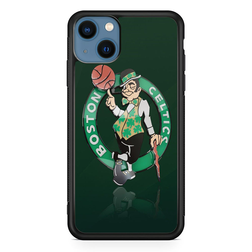 NBA Boston Celtic Basketball 002 iPhone 13 Mini Case-Phone Case-Rubber Black (2D Case)-Altracase
