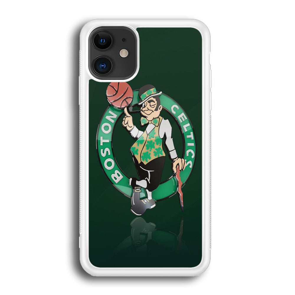 NBA Boston Celtic Basketball 002 iPhone 12 Mini Case-Phone Case-Rubber White (2D Case)-Altracase