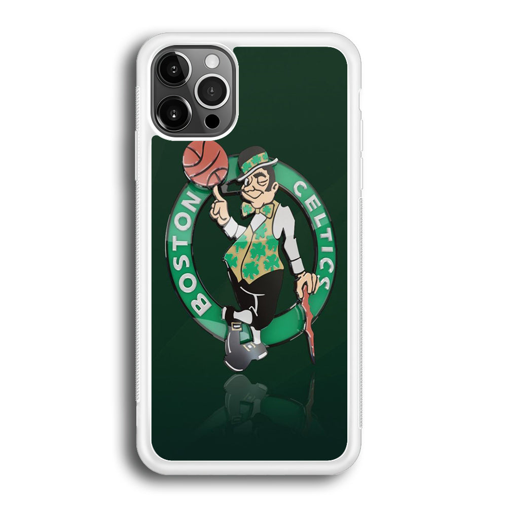 NBA Boston Celtic Basketball 002 iPhone 12 Pro Max Case-Phone Case-Rubber White (2D Case)-Altracase