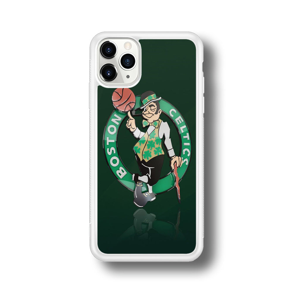 NBA Boston Celtic Basketball 002 iPhone 11 Pro Max Case-Phone Case-Rubber White (2D Case)-Altracase