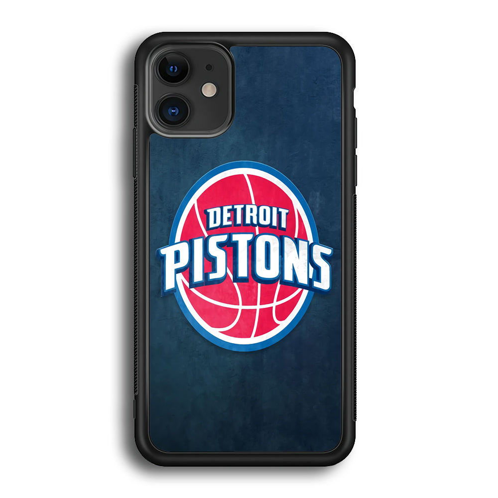 NBA Detroit Pistons Basketball 002 iPhone 12 Case-Phone Case-Rubber Black (2D Case)-Altracase