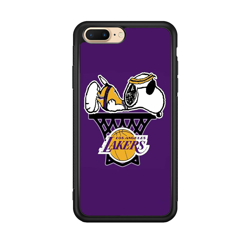 NBA Lakers Snoopy Basketball iPhone 8 Plus Case-Phone Case-Rubber Black (2D Case)-Altracase