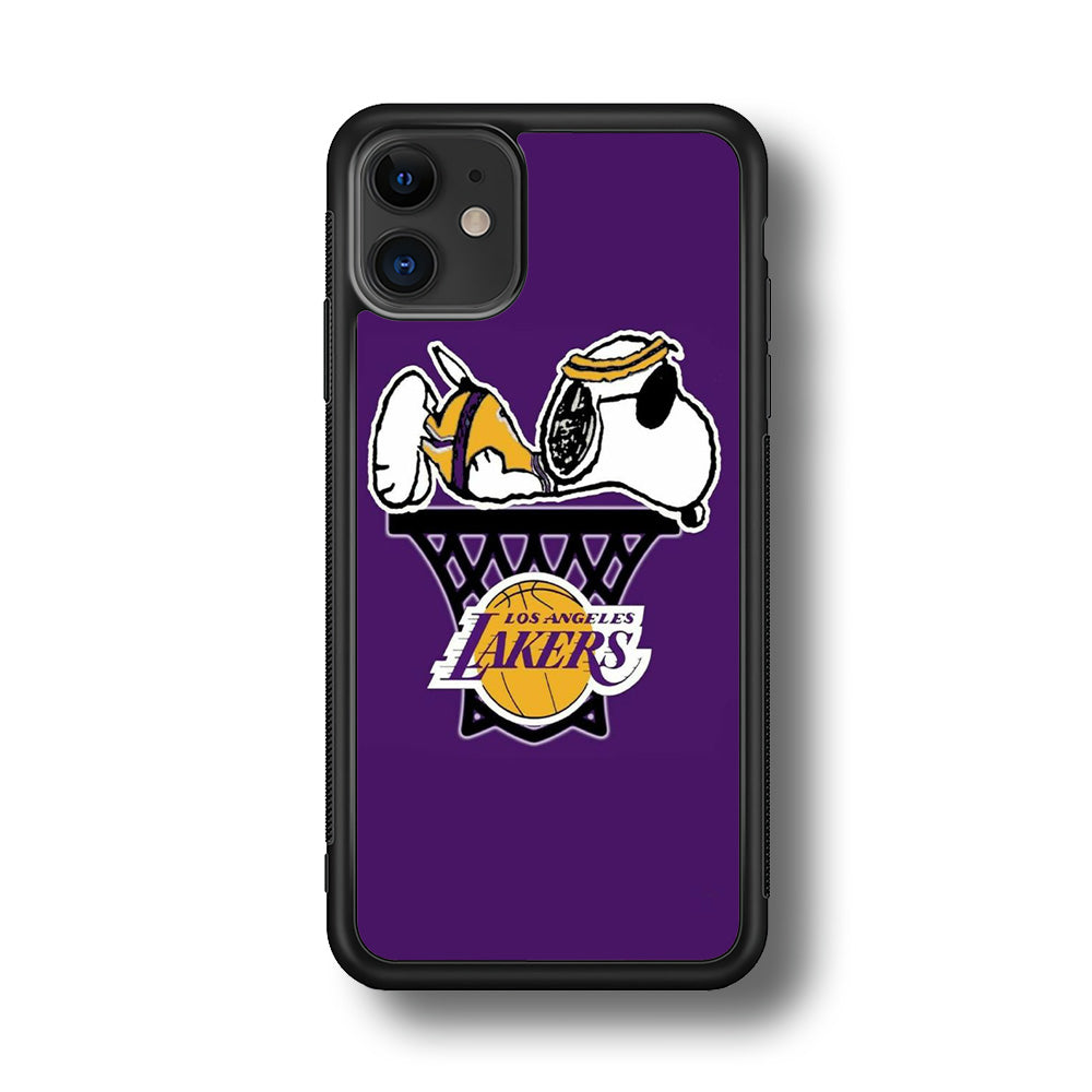 NBA Lakers Snoopy Basketball iPhone 11 Case-Phone Case-Rubber Black (2D Case)-Altracase