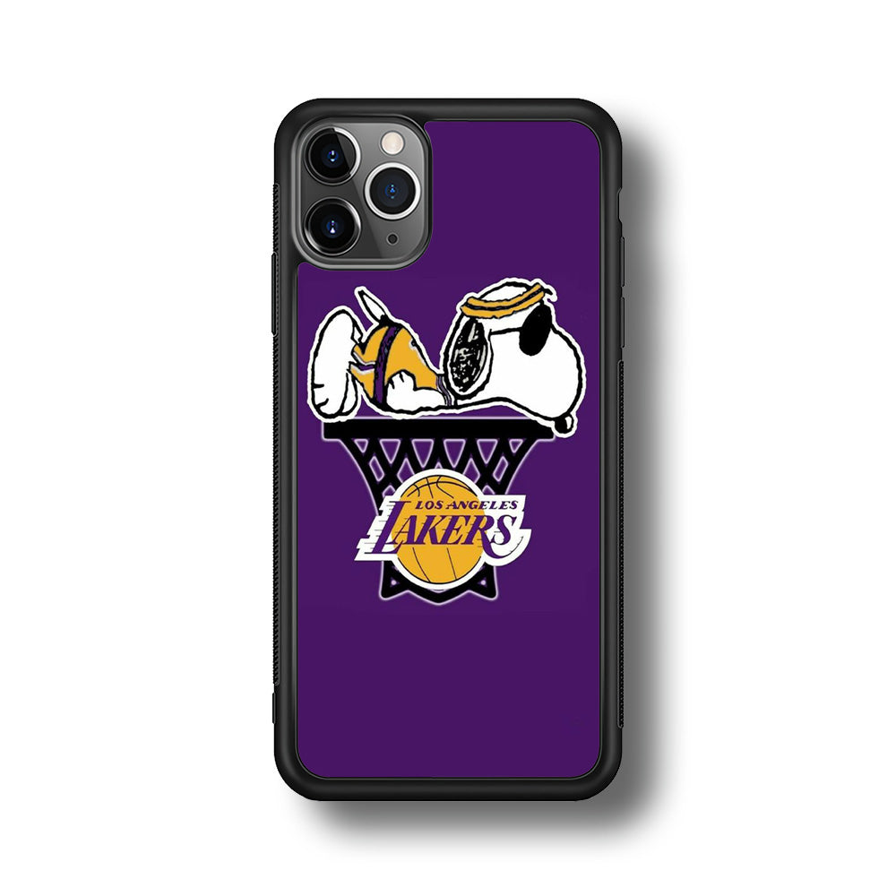 NBA Lakers Snoopy Basketball iPhone 11 Pro Max Case-Phone Case-Rubber Black (2D Case)-Altracase