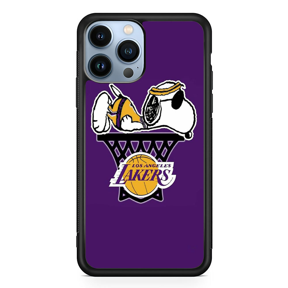 NBA Lakers Snoopy Basketball iPhone 13 Pro Case-Phone Case-Rubber Black (2D Case)-Altracase