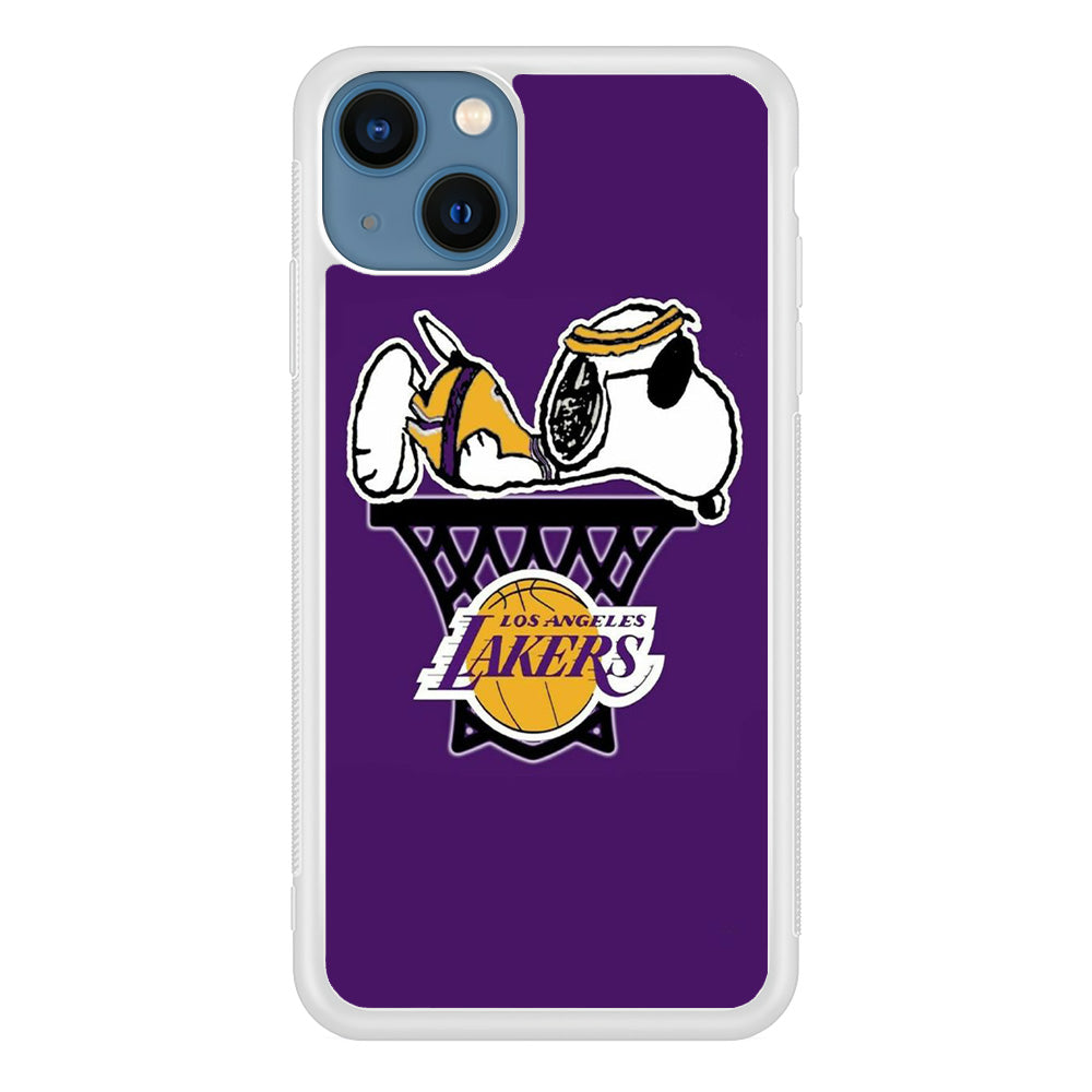 NBA Lakers Snoopy Basketball iPhone 13 Case-Phone Case-Rubber White (2D Case)-Altracase