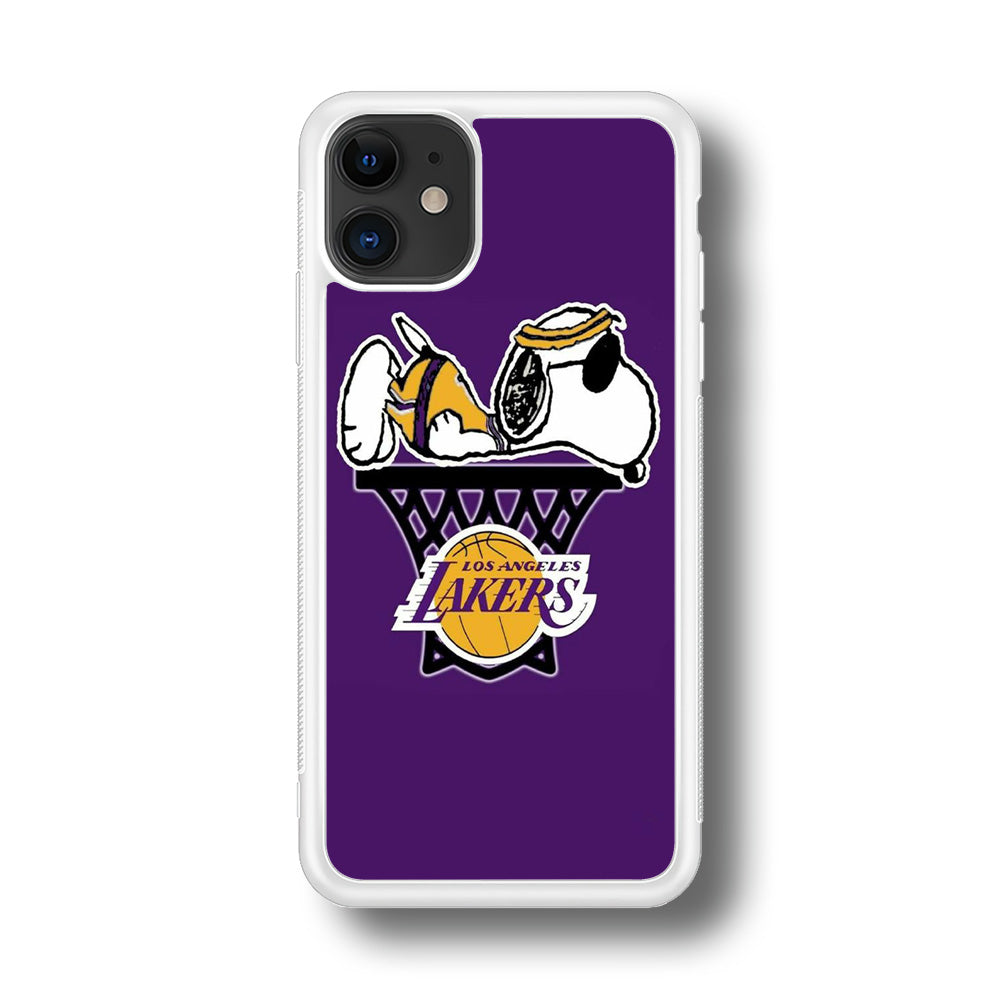 NBA Lakers Snoopy Basketball iPhone 11 Case-Phone Case-Rubber White (2D Case)-Altracase