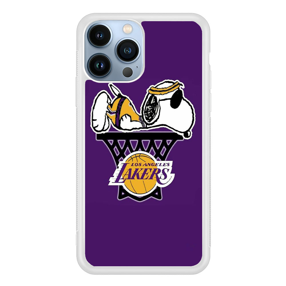 NBA Lakers Snoopy Basketball iPhone 13 Pro Case-Phone Case-Rubber White (2D Case)-Altracase