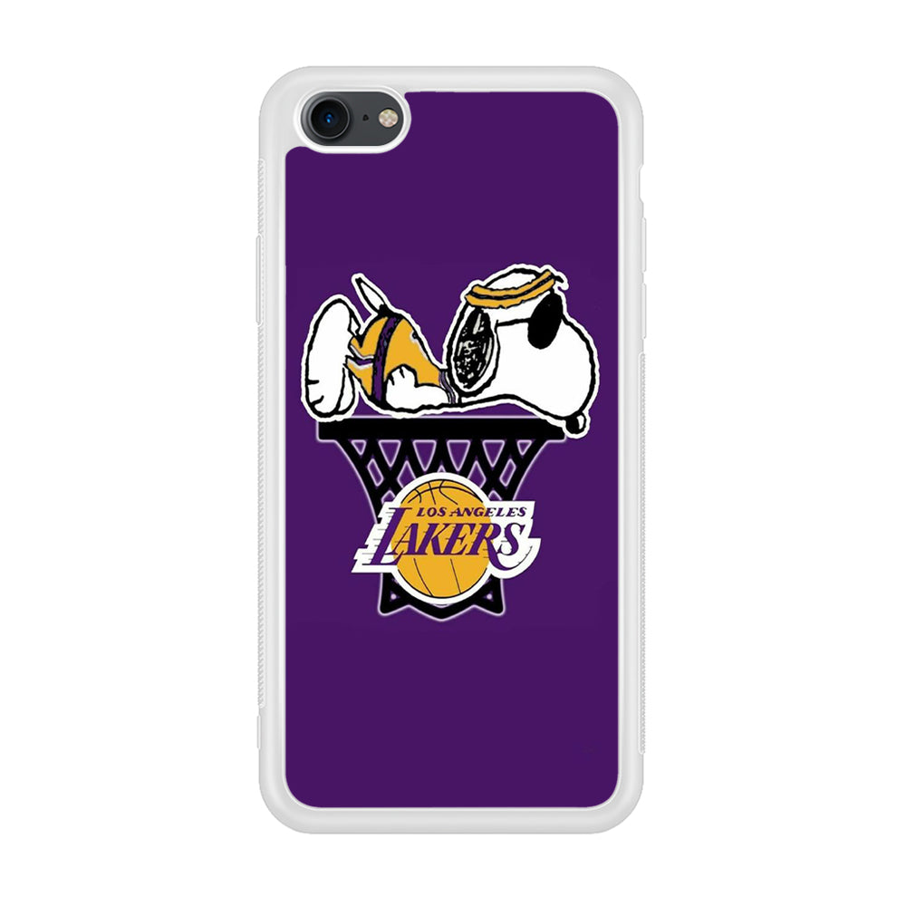 NBA Lakers Snoopy Basketball iPhone 7 Case-Phone Case-Rubber White (2D Case)-Altracase