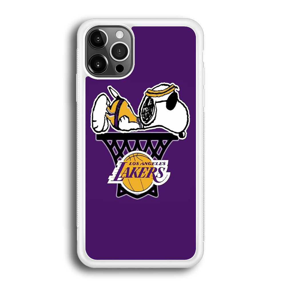 NBA Lakers Snoopy Basketball iPhone 12 Pro Max Case-Phone Case-Rubber White (2D Case)-Altracase