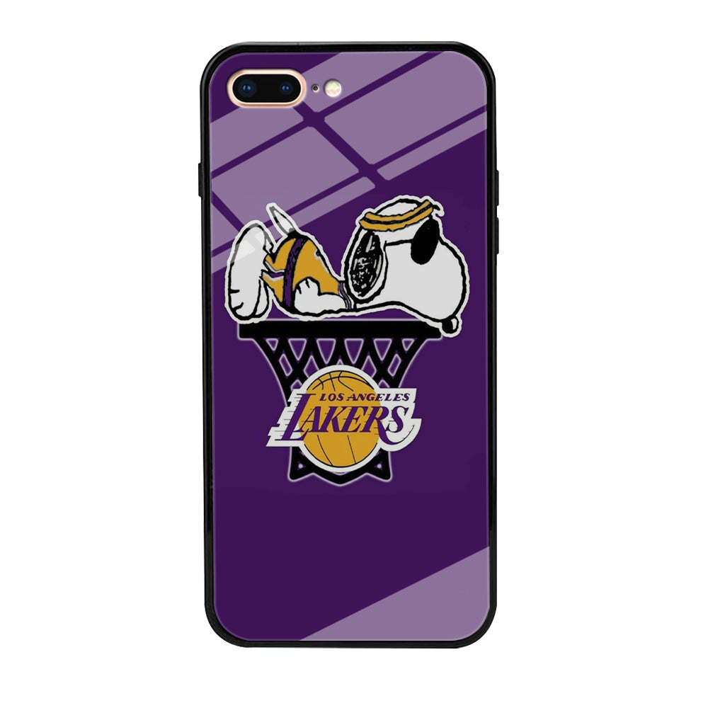 NBA Lakers Snoopy Basketball iPhone 8 Plus Case-Phone Case-Tempered Glass Case-Altracase