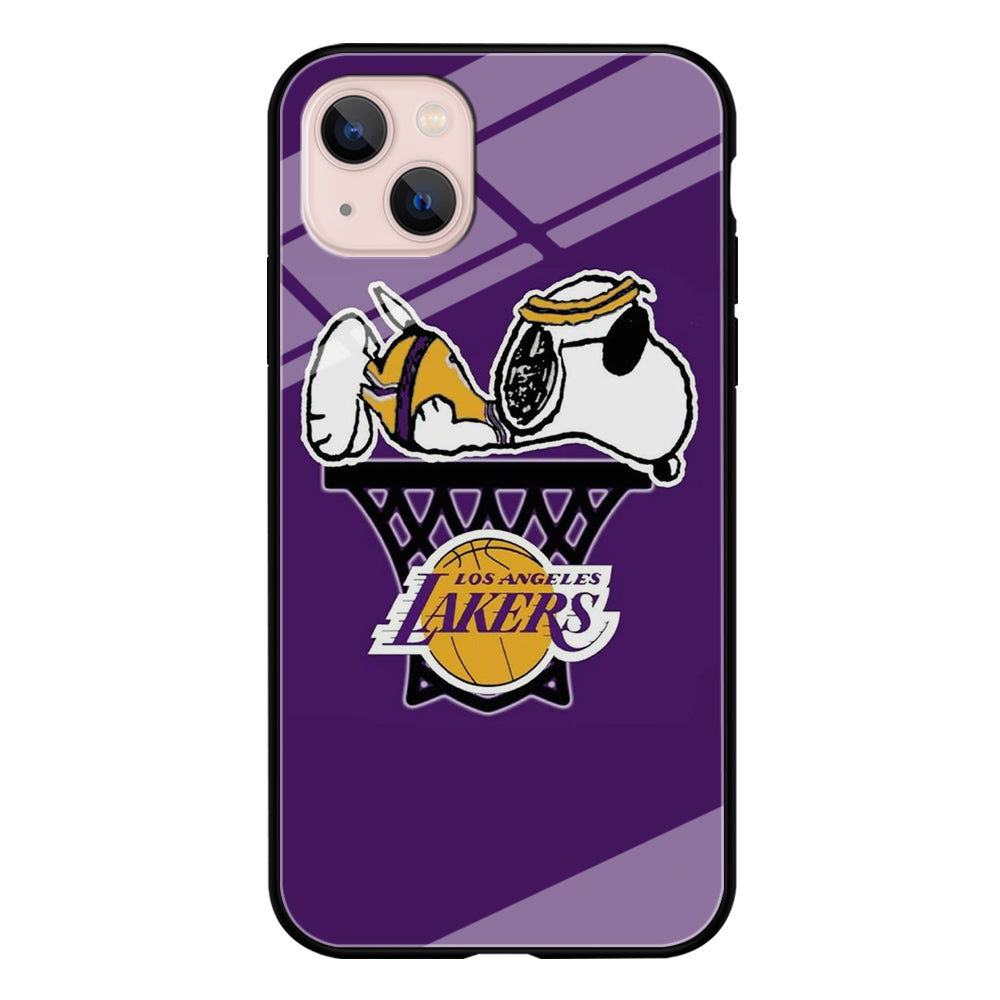 NBA Lakers Snoopy Basketball iPhone 13 Mini Case-Phone Case-Tempered Glass Case-Altracase