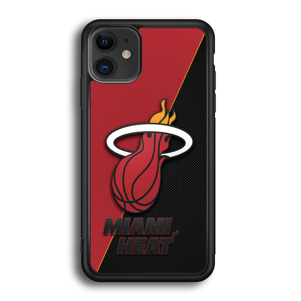 NBA Miami Heat Basketball 002 iPhone 12 Mini Case-Phone Case-Rubber Black (2D Case)-Altracase