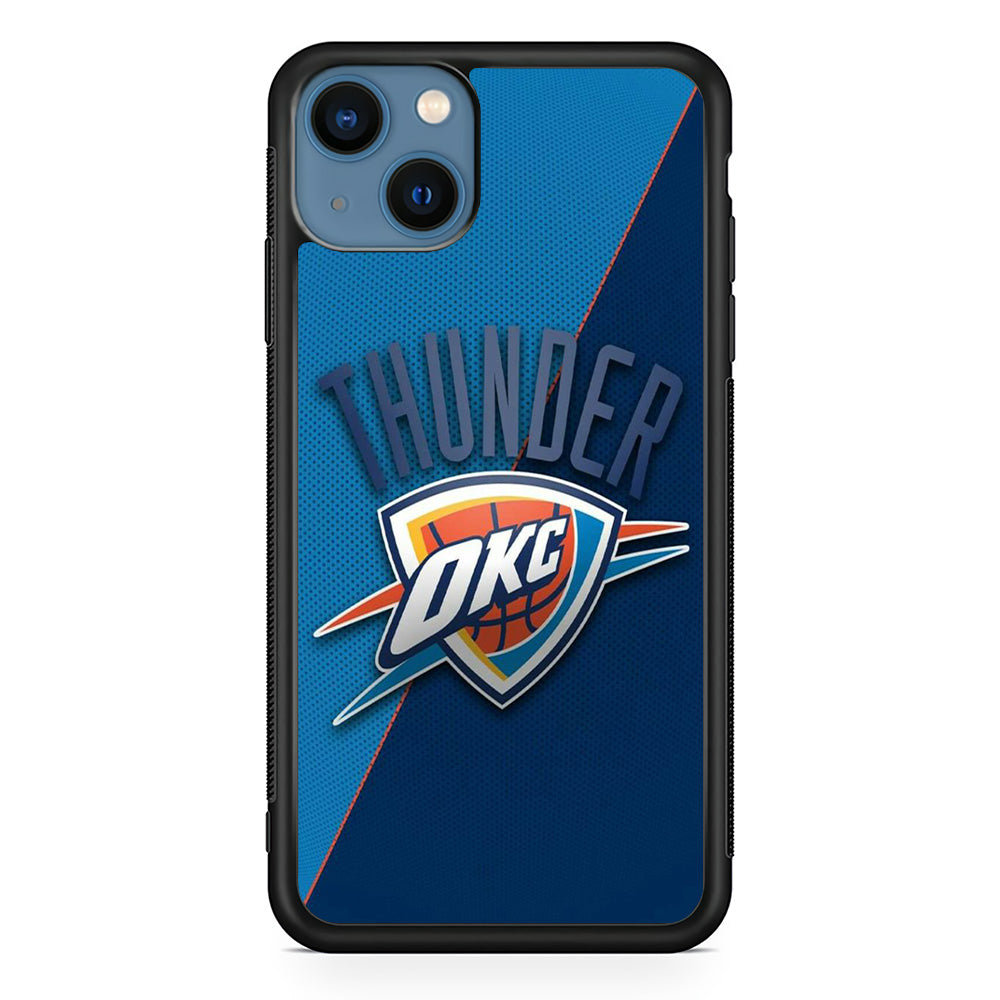 NBA Thunder Basketball 001 iPhone 13 Mini Case-Phone Case-Rubber Black (2D Case)-Altracase