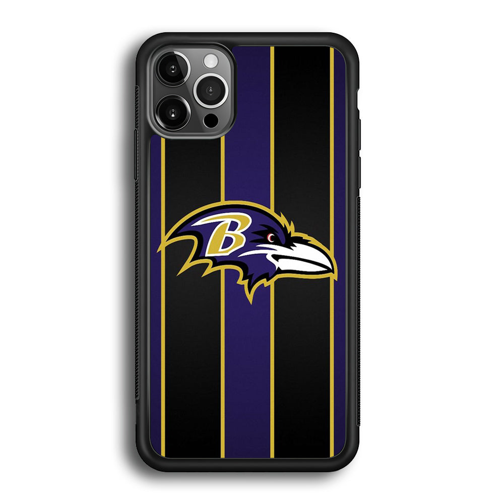 NFL Baltimore Ravens 001 iPhone 12 Pro Max Case-Phone Case-Rubber Black (2D Case)-Altracase