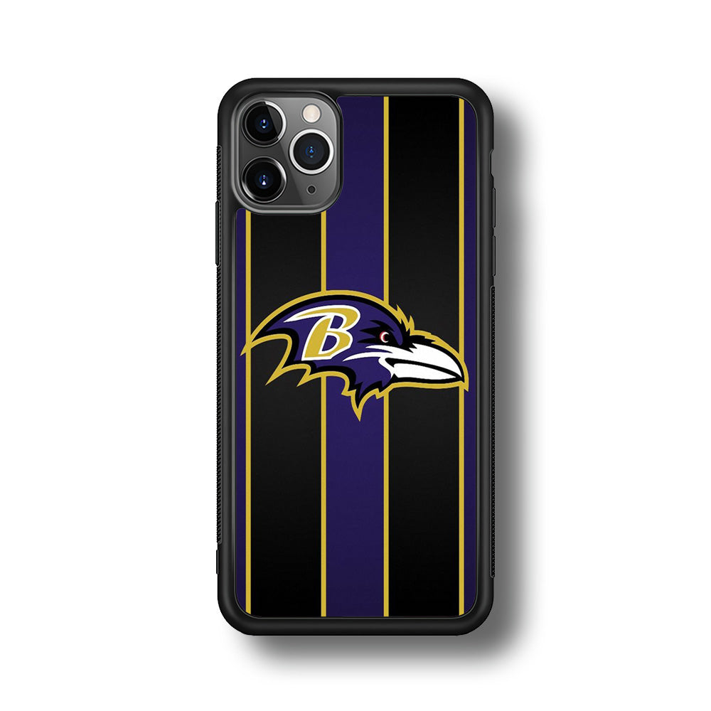 NFL Baltimore Ravens 001 iPhone 11 Pro Max Case-Phone Case-Rubber Black (2D Case)-Altracase