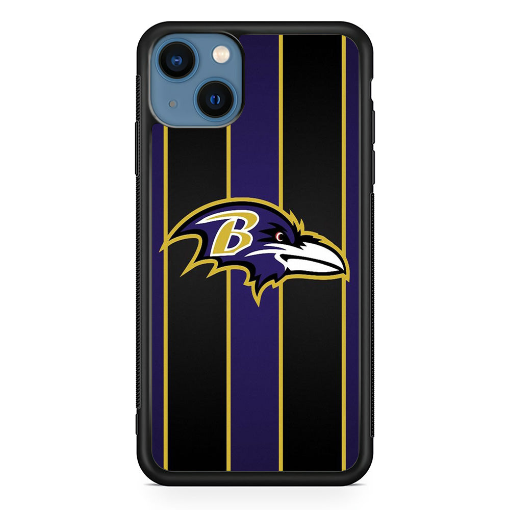 NFL Baltimore Ravens 001 iPhone 13 Mini Case-Phone Case-Rubber Black (2D Case)-Altracase