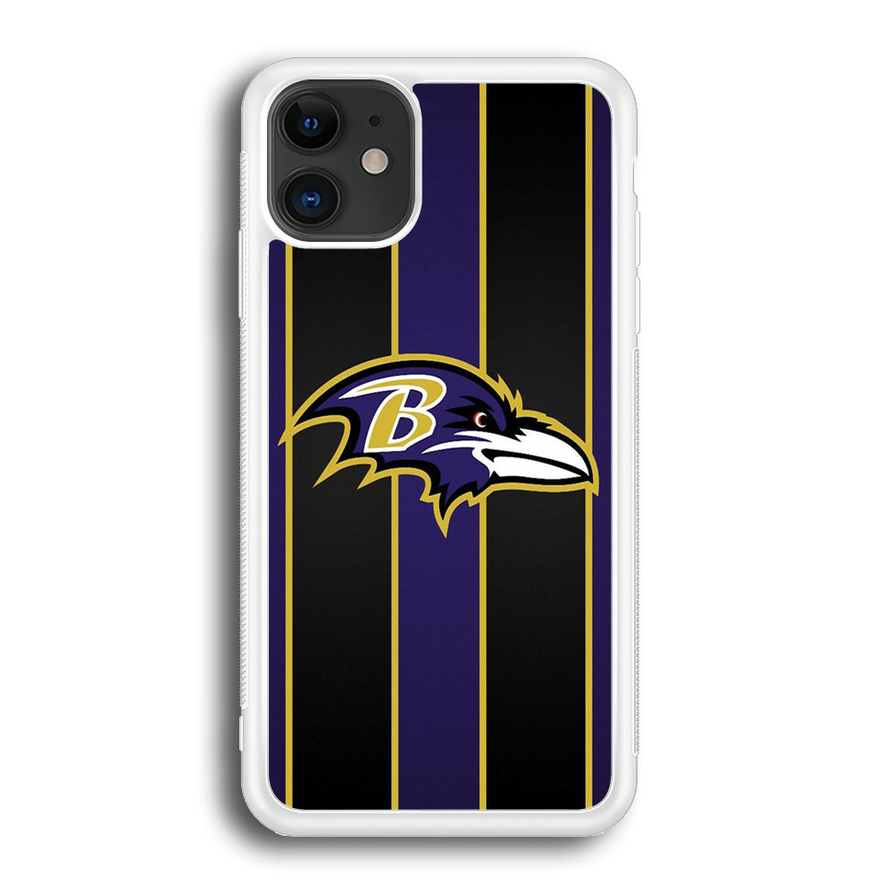 NFL Baltimore Ravens 001 iPhone 12 Case-Phone Case-Rubber White (2D Case)-Altracase