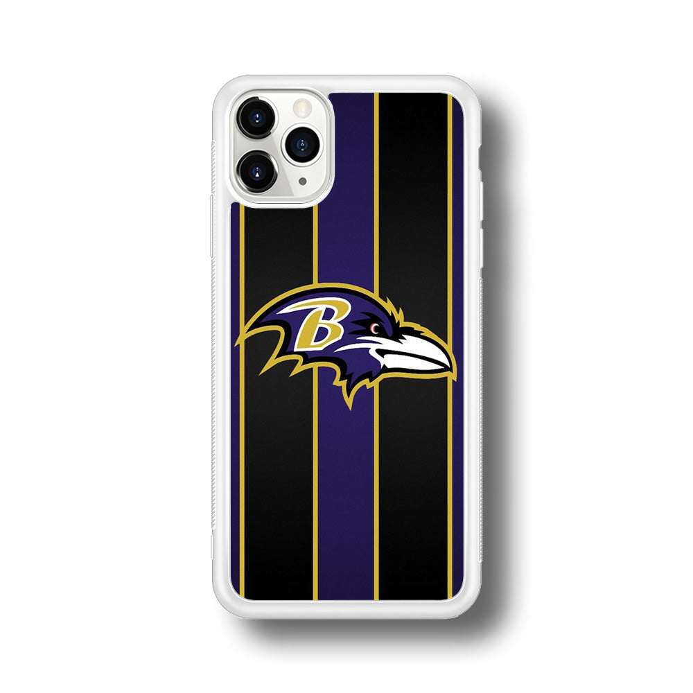 NFL Baltimore Ravens 001 iPhone 11 Pro Max Case-Phone Case-Rubber White (2D Case)-Altracase