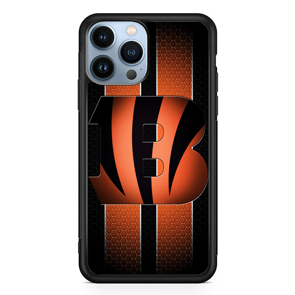 NFL Cincinnati Bengals 001 iPhone 13 Pro Case-Phone Case-Rubber Black (2D Case)-Altracase