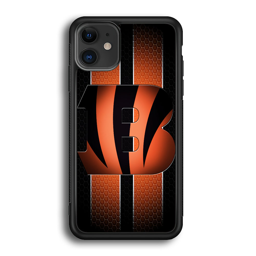 NFL Cincinnati Bengals 001 iPhone 12 Case-Phone Case-Rubber Black (2D Case)-Altracase