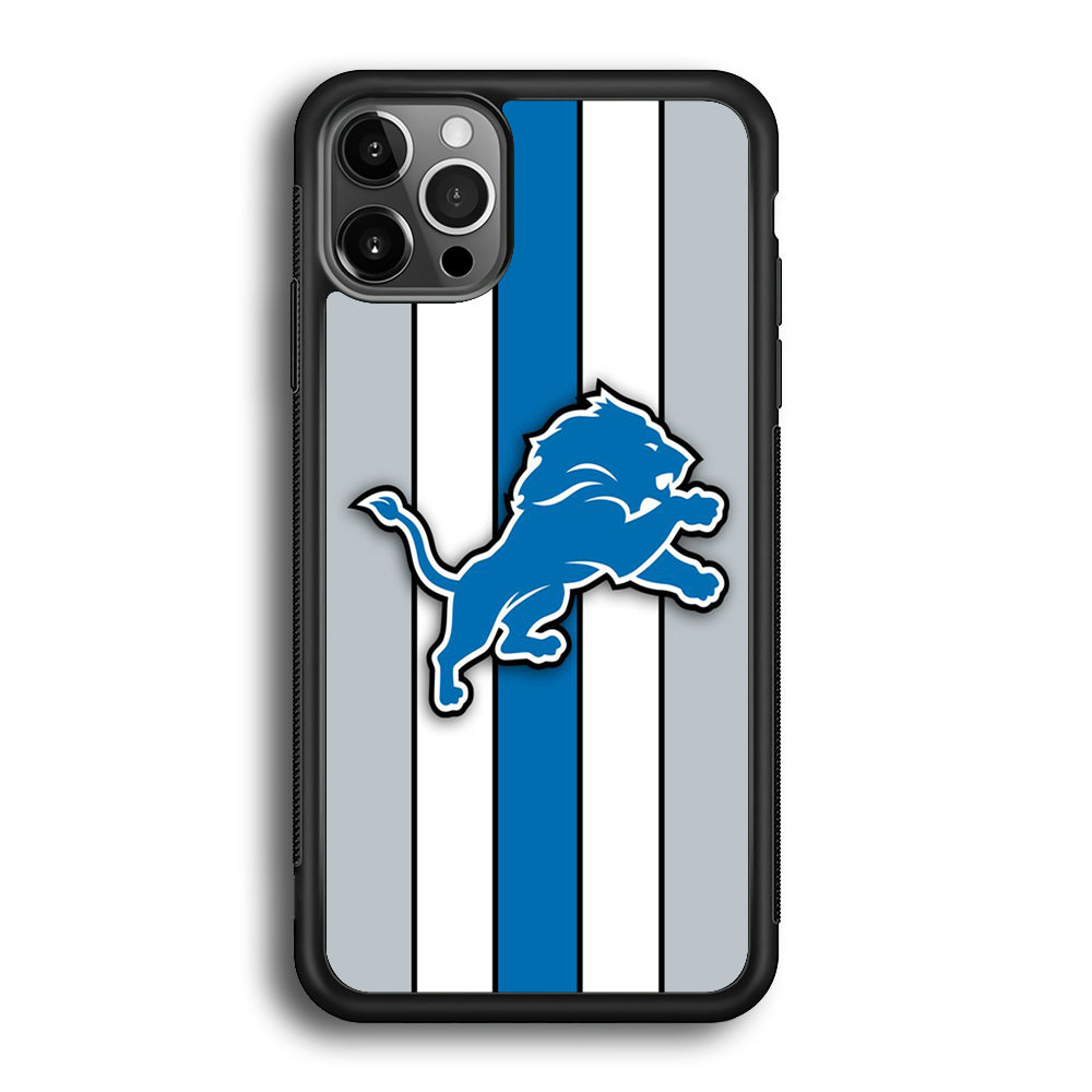 NFL Detroit Lions 001 iPhone 12 Pro Max Case-Phone Case-Rubber Black (2D Case)-Altracase