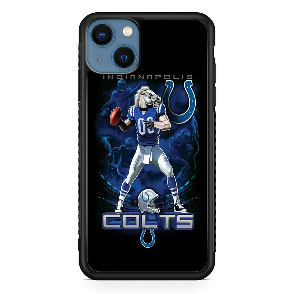 NFL Indianapolis Colts 001 iPhone 13 Mini Case-Phone Case-Rubber Black (2D Case)-Altracase